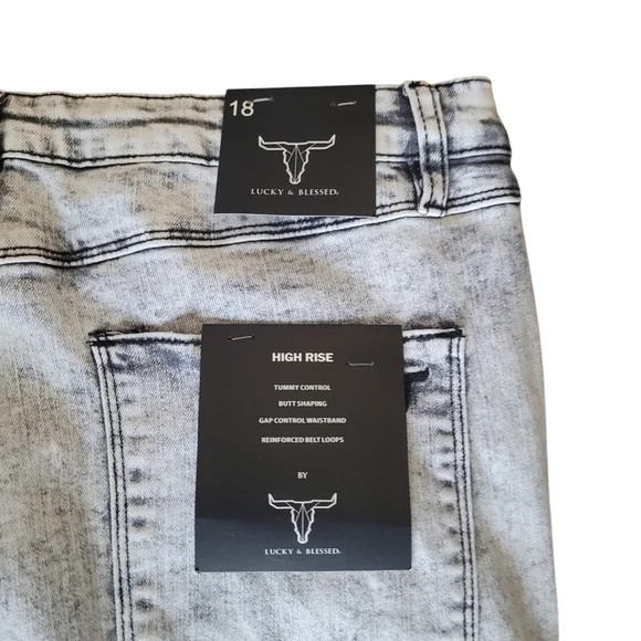 Lucky & Blessed Jeans Womens Acid Wash Wide Leg Denim Retro Hippie Flared Pants - Picture 11 of 13